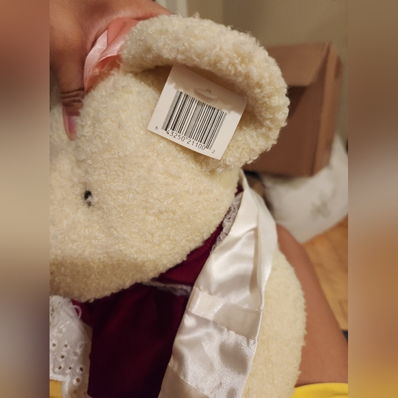 Vintage Jewish religious teddy bear Bat Mitzvah red velvet dress - Picture 5 of 11